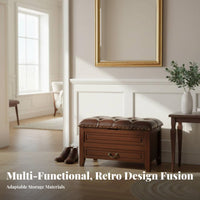 timeless design Upholstered Entryway Stool with Drawer Multi-Functional paddinged Storage Seat Sturdy Construction Small Bench space-saving for Homeowners, Families, Interior Decorators, Hallway, Living Room, Bedroom, Closet