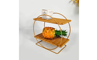 Rattan Shelf Rack Decorative Rectangular Stable 2 Tier Shelf for Washroom