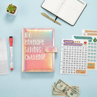 PU Leather Cover 100 Envelope Savings Program Binder 3 Savings Challenges 100 Envelope Savings Program Book Reusable Trackers Money Stuffing Binder Buckle