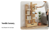Nordic design 5-Tier Ladder Shelf Floor-Standing shelving unit Space-Saving Shelving Unit Multi-Functional for Homeowners, Students, Remote Workers, Living Room, Bedroom, Hallway, Kitchen