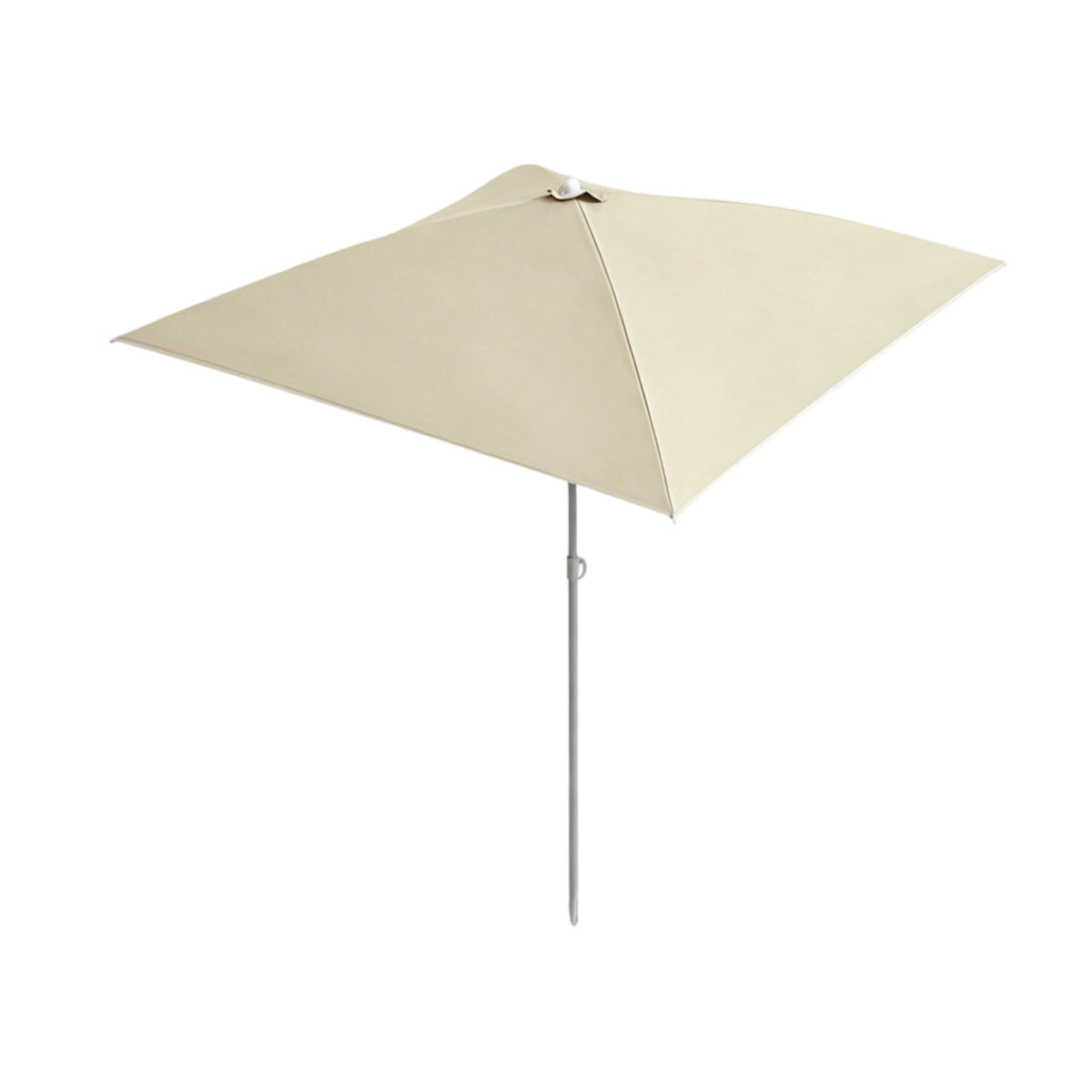 Light Beige Portable Outdoor Umbrella Silver-Coated Square Patio Umbrella Straight Pole Garden Sun Umbrella Pointed Top