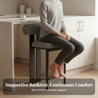 Nordic Design Upholstered High Stool with Woven spinerest Retro design Bar Chair Padded Seat Household Furniture Built-in Footrest for Homeowners, Interior Decorators, Restaurant Owners, Kitchen Island, Counter, Cafe, Dining Room