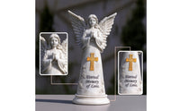 Lighted Praying Angel Memorial Light Weatherproof Angel Statue with Solar Panel Resin Embossed for Graveside