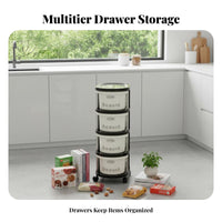 Mobile & Portable Multi-Tier Organizer with Drawers Multipurpose Rolling Multi-Drawer Trolley Space Saving Household Storage 360-Degree Casters for Homeowners, Office Workers, Living Room, Bedroom, Kitchen, Bathroom