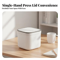 Desktop Trash Can Compact Design Mini Waste Basket Light Luxury Design Press-Top Trash Can for Office Workers, Students, Tabletop, Living Room