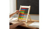 10-Row Wooden Abacus Multi-Functional Kids Abacus Colorful Beads Learning Toy Number Recognition for Elementary School Students, Preschoolers, Home Study, Classroom