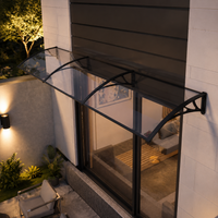 Awning, Rain Shelter, Retrofit, For Entrance Doors & Windows, Transparent Plastic Door Awning, Black Frame