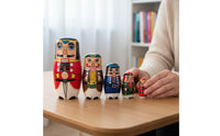 Nesting Doll with Guard Motif Hand-Painted Wooden Matryoshka Set Glossy Toy for Classroom Teaching
