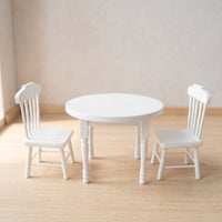 3 Pieces Dollhouse Dining Set Turned-Leg Dollhouse Dining Table Set Realistic