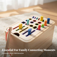 Multiple Play Modes Color and Shape Sorting Toy Develops Fine Movement Skills Wooden Shape Sorter Box Hand-Eye Coordination Color Sorting Box Natural Wood for Toddlers, Kids, Preschoolers, Preschool, Daycare