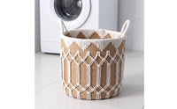 Open-Top Woven Laundry Basket Decorative Laundry Basket with Handles Round Hamper with Handles Versatile for Living Room