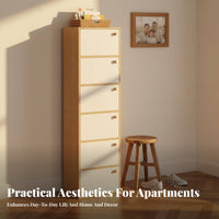 Space-Saving Tipping Shoe Cabinet Large Capacity Narrow Multi-Tier Locker Easy to Assemble Household Furniture Flip-down Drawers for Apartment Dwellers, Homeowners, Entryway, Small Areas, Hallway, Mudroom