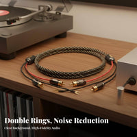 Turntable Cable with Ground Wire Noise Reduction High Fidelity for Vinyl Setup