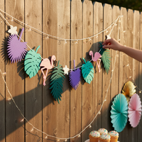 Tropical Flamingo Pineapple Cactus Non-Woven Birthday Banner Garland