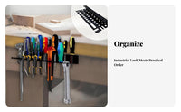 Space Saving Wall Mounted Tool Rack Multi-Size Slots Wall Mounted Tool Organizer Heavy-Duty for Electricians, Workshop, Workbench, Warehouse
