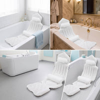 Ergonomic Full Body Bath Pillow Non-Slip Bathtub Pad with Neck Pillow for Adults