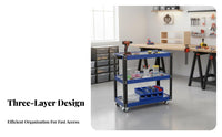 Multi-Functional 3-Tier Tool Cart Locking Casters Rolling Mechanic Trolley Lockable Wheels Rolling Mechanic Cart Large Capacity for Mechanics, Technicians, DIY Enthusiasts, Auto Repair Shop, Industrial Settings, Warehouse