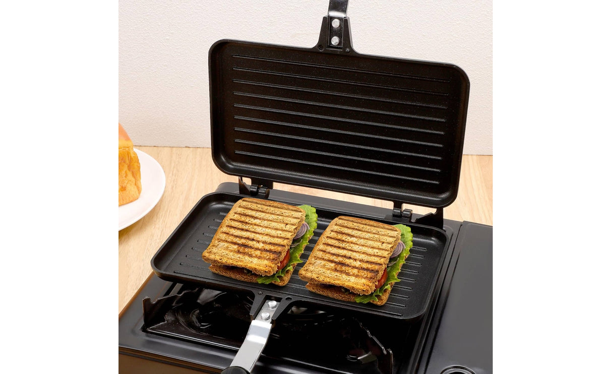 Panini Press Grill with Ridged Surface for Sandwiches and Steak