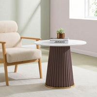 Side Table with Pedestal Modern Tea Table Contemporary Furniture for Living Room, Reading Corner