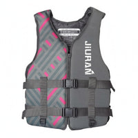 Sleeveless Neoprene Life Jacket Adjustable Straps Front-Zip Life Vest Buckle Closure Buoyancy Support Vest Contoured Fit