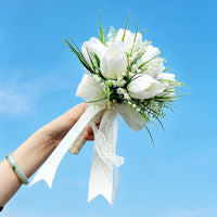 Artificial Blossom Arrangement Never Wilt House Decoration Lace Ribbon