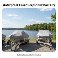 Waterproof Boat Cover Anti V-Hull Boat Cover Tear Withstand Ant Windproof Design for Boating Lovers, Outdoor Storage, Marina
