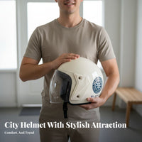 Motorcycle Half Helmet Four-Season Electric Bike Helmet Sun Protection Impact-Absorbing Headwear for Commuting, City Riding