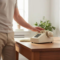 Mechanical Ringer Retro Push-Button Telephone Adjustable Volume Classic Desk Telephone Long-Lasting Construction Home Electronics for Seniors, Office