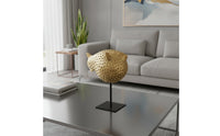 Gold Pufferfish Sculpture with Stand Coastal Pufferfish Figurine Lustrous Puffer Marine Creature Sculpture Ocean for Homeowners, Art Collectors, Living Room, Bookshelf, Office, Entryway