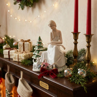 Sitting Woman and Dog Figurine Glossy Tabletop Ornament Decorative for TV Stand