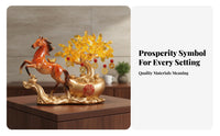 Housewarming Gift Horse and Wealth Tree Statue Good Luck Charm Chinese Wealth Horse Figurine Detailed Craftsmanship for Living Room