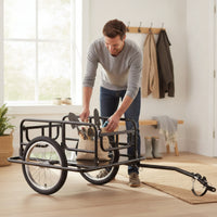 Foldable Cycle Trailer Foldable Bike Cargo Trailer Portable Utility Cart with Hitch for Camping, Gardening, Grocery Shopping