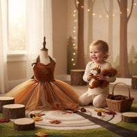 Squirrel Costume Dress Furry Ear Accents Squirrel cold Costume Cuddly Material Material Kids Clothing for Performance Wear