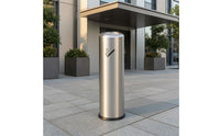 Stainless Steel Ash Receptacle with Perforated Grate Brushed Silver Cylindrical Ash Receptacle Commercial-Style Cigarette Butt Collector Slim Vertical for Smokers, Tobacco-Using Areas, Building Entrances, Hotel Lobbies, Public Areas