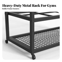Space-Saving Exercise Mat Storage Rack Large Capacity Exercise Studio Display Rack Heavy-Duty Home Gym Equipment Shelf With Wheels for School