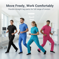 Unisex V-Neck Scrub Set with Short Sleeves and Straight Leg Pants