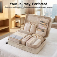 Packing Cubes for Suitcase 8 Set, Travel Organiser with Toiletry Bag, Large Compression Airplane Essentials Backpacking Accessories, Vacuum Organisers