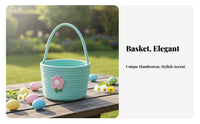 Rope Basket Handmade Easter Egg Basket Versatile Small Picnic Tote for Families, Adults, Home Decor, Gift Giving