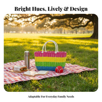 Pfinalic Woven Tote adaptable Handled Tote container Sturdy for Bathroom, Homemakers