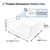 Hanging Basket for Kitchen Cupboard Organiser with Hook Installation, Carbon Steel Wire Pantry Storage for Renters, Small Under Shelf Design
