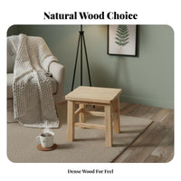 Full Wood Construction Round Wooden Stool Minimalist Design Footrest adaptable Low Seat small-sized Size for Children, young children, Living Room, Bedroom, Playroom, Entryway