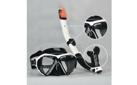 Tempered Glass Snorkel Mask with Snorkel Tube Wide View Goggles Splashproof Eyewear Easy to Breathe for Snorkelers, Adults, Beach, Travel
