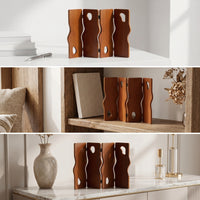 Decorative Desktop Screen Mini Folding Panel Screen Wooden Tabletop Divider for Desk, Shelf, Entryway