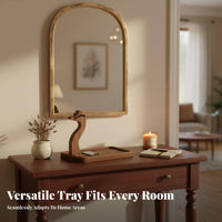 Multi-Functional Design Entryway Valet Tray Nature Inspired Solid Wood Band Dish Strong Load-Bearing for Desktop, Dresser Top, Bedside Table