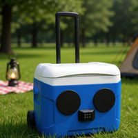 Ice Chest with Speaker Portable Wheeled Hard Ice Chest Insulated Rolling for Beach