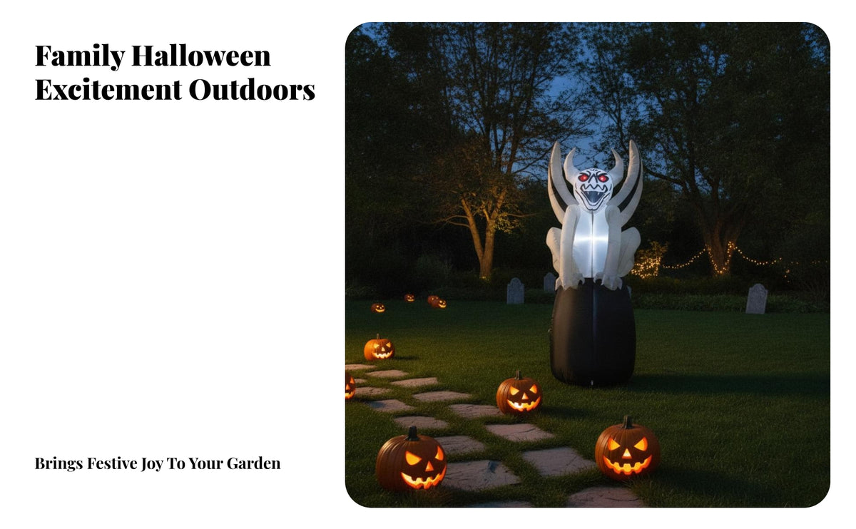 Inflatable Gargoyle | Illuminated Scary Face, Spooky Glowing Eyes, Gargoyle Yard Decoration, for Garden