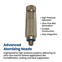Brass Misting Nozzle, Industrial Fine Mist Spray Head, Greenhouse Lawn Misting Nozzle, Textile Factory Humidification Nozzle