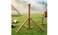 Cross-Braced Foldable Tripod Umbrella Base Tan-Brown Foldable Umbrella Stand Weather-Resistant for Outdoors, Patio
