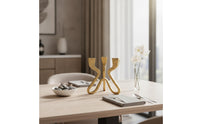 Three-Prong Candle Holder Nordic-Style Geometric Candle Holder Metal-Look Sculpture for Entryway Console