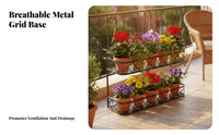 2-Tier Railing Planter Space Saving Hanging Balcony Flower Rack Sturdy and Hanging Railing Planter for Fence, Patio, Outdoor